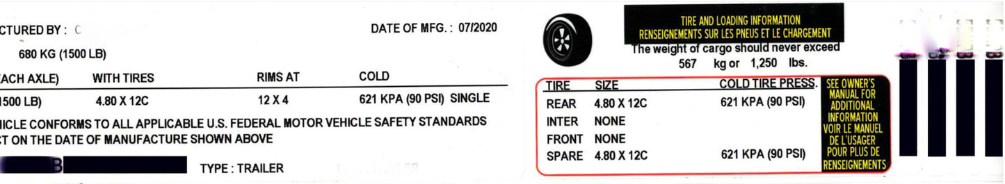 Replacement Trailer Label